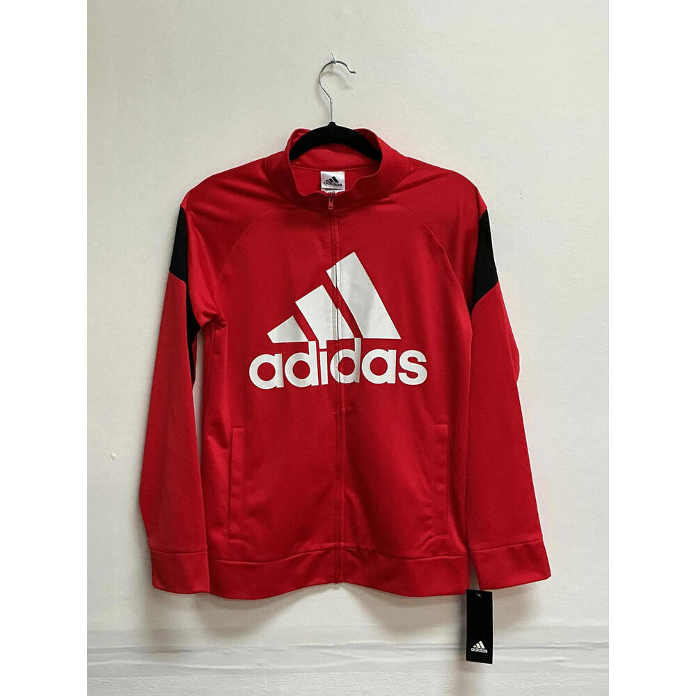 Adidas Red Track Jacket with Black Accents Large Fast Free Shipping